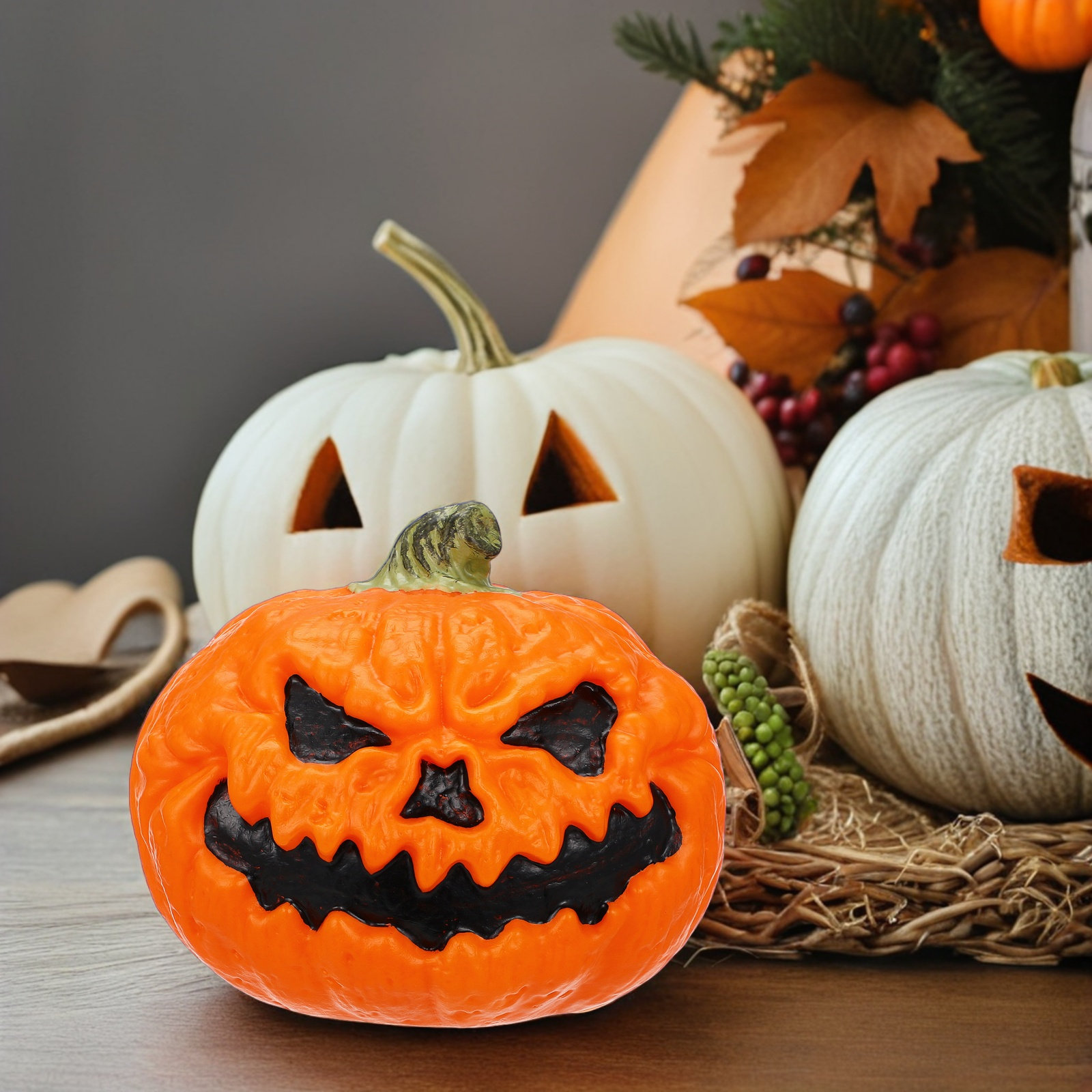 Outdoor Lighting Battery Operated - LED-Leuchtkürbis-Dekoration für Halloween, gruseliger leuchtender Kürbis