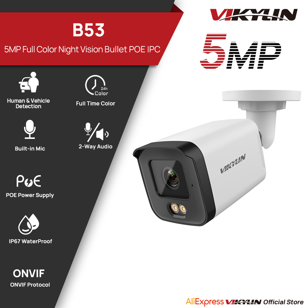 Outdoor Lighting Mains Powered - VIKYLIN 5MP IP-Sicherheitskamera Vollfarbig Zwei-Wege-Audio PoE