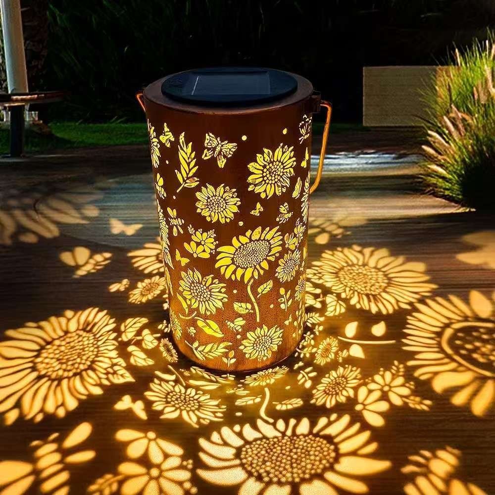 Bollard Light Garden - Sonnenblumenlicht und Schattenlicht, wasserdichte Außenleuchte, solarbetrieben,