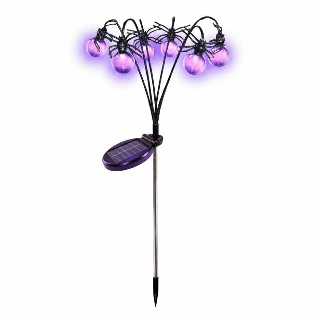 Outdoor Lighting Front Yard - Skelett-Lila-Licht, Halloween-Dekorationen, Spinnenkugelförmige Lampe für den