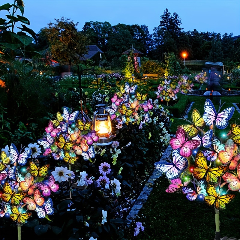 Bollard Light Garden - Solar-LED-Schmetterlings-Gartenleuchten, wasserdicht, bunt, für den Außenbereich,