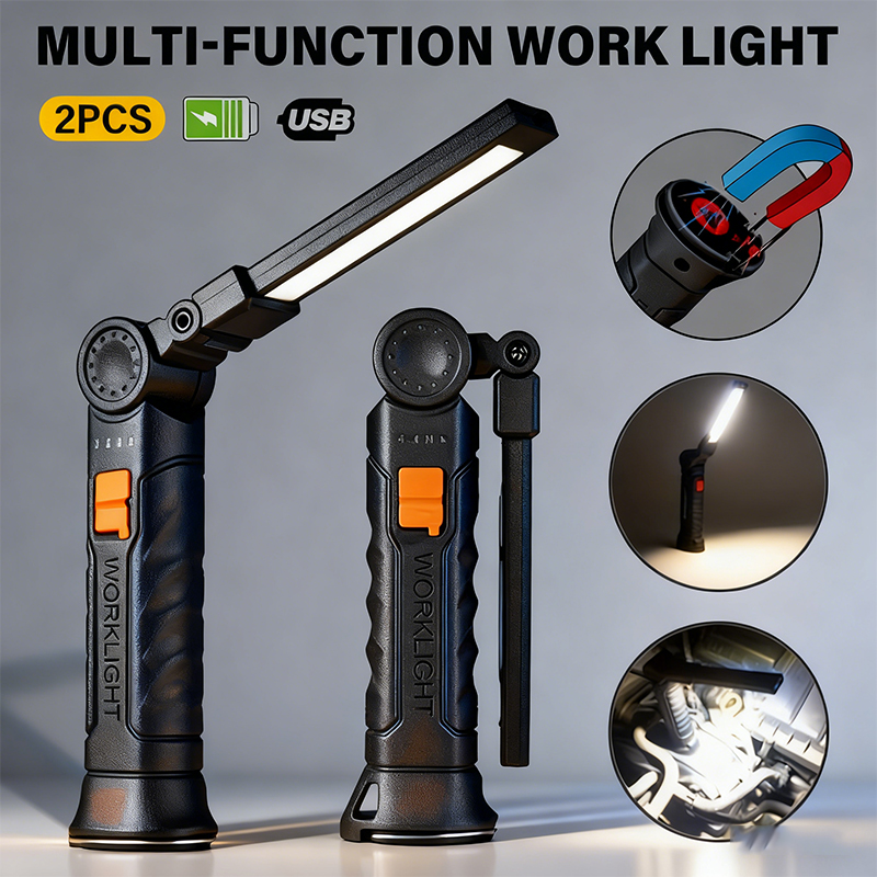 Zinc Outdoor Lighting - Tragbare COB-LED-Taschenlampe, USB wiederaufladbar, Arbeitsleuchte, magnetische
