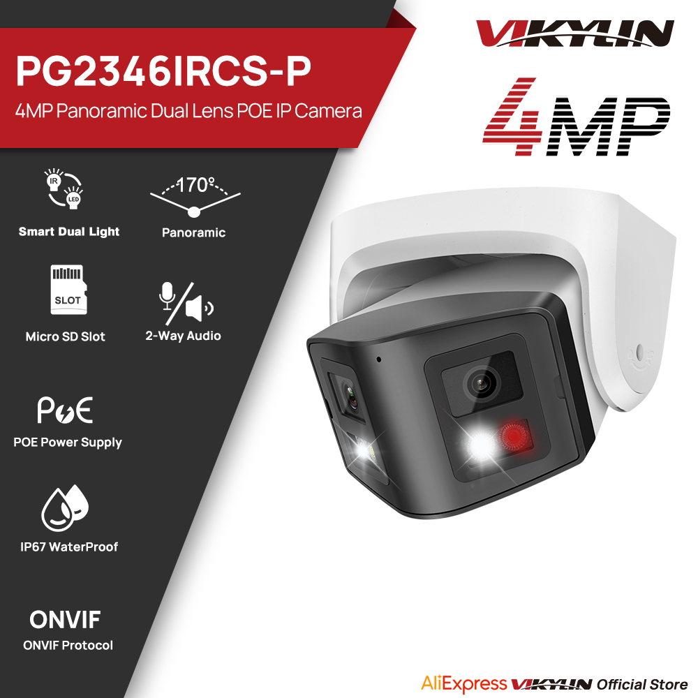 Outdoor Lighting Mains Powered - Vikylin 4MP Panorama Smart Dual Light