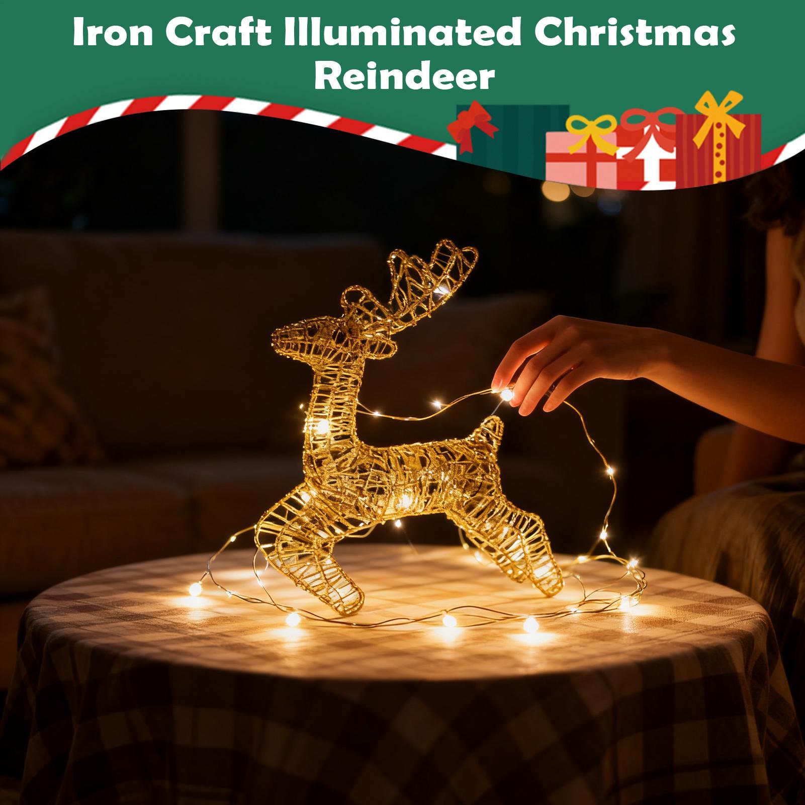 Outdoor Lighting Front Yard - Beleuchteter Weihnachts-Hirsch-Glitzer, festliche Dekoration, vorgeleuchteter Glitzer,