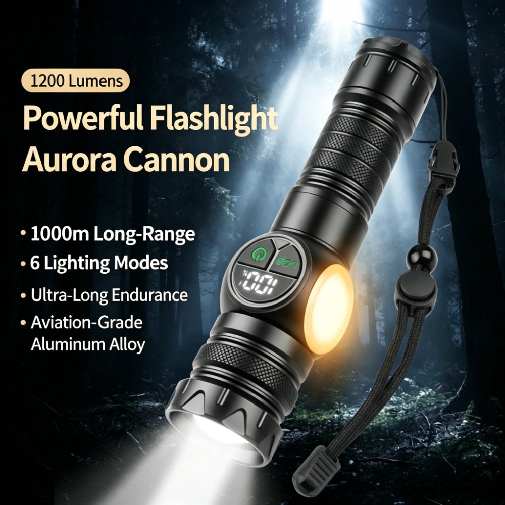 Outdoor Lighting Types - LED-Taschenlampe mit weißem Licht, Typ-C-Aufladung, Zoom,