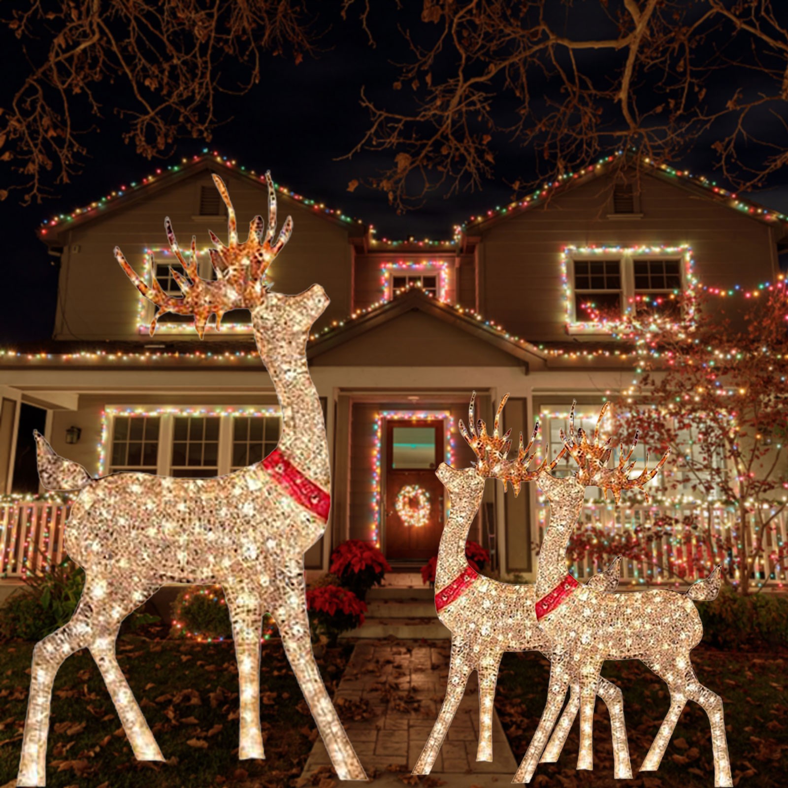 Outdoor Lighting Front Yard - Beleuchtete Weihnachts dekoration Hirsch 1 Stück