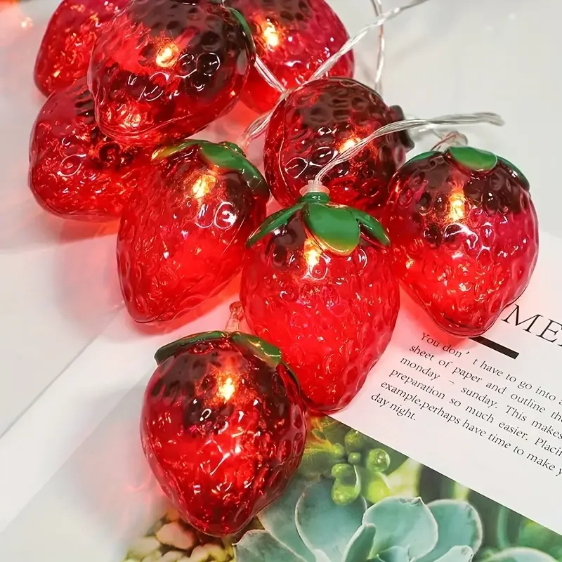 Outdoor Lighting Battery Operated - 10/20/30/40 LED Erdbeere Lichterkette Batteriebetriebene Obst