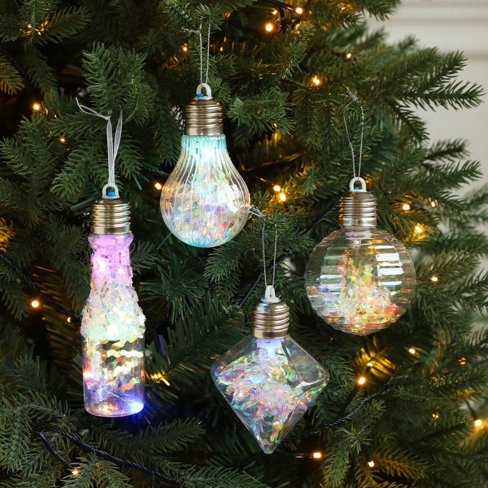 Outdoor Lighting On Trees - Weihnachtsdekoration 2025, leuchtender bunter Kugel-Anhänger zum