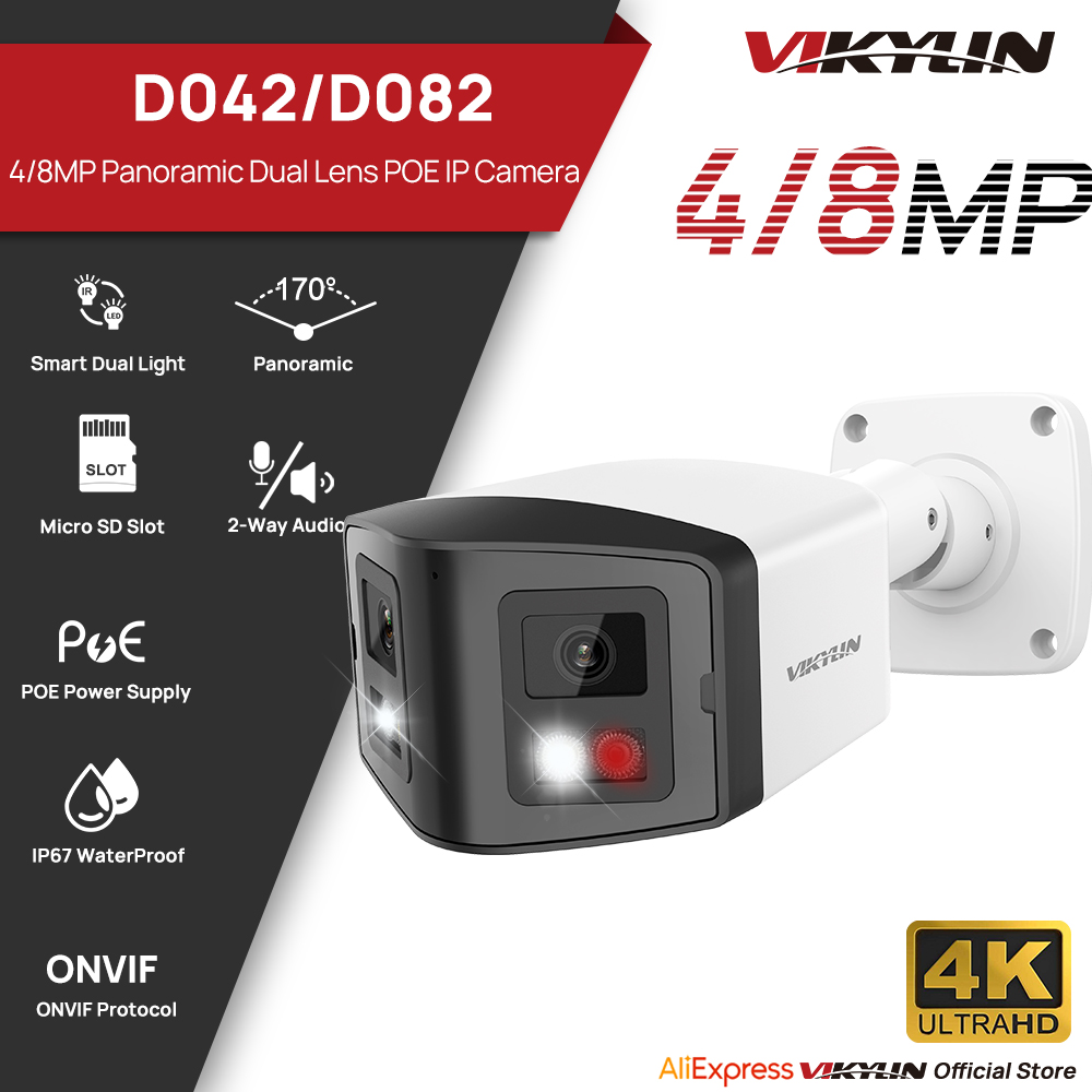 Outdoor Lighting Mains Powered - VIKYLIN 170 ° Panorama-Sicherheitskamera, intelligente Dual-Light-IP-Kamera