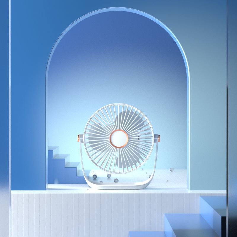 Outdoor Lighting For Home - Tragbarer Mini-Tischventilator mit Licht, verstellbarem Winkel,
