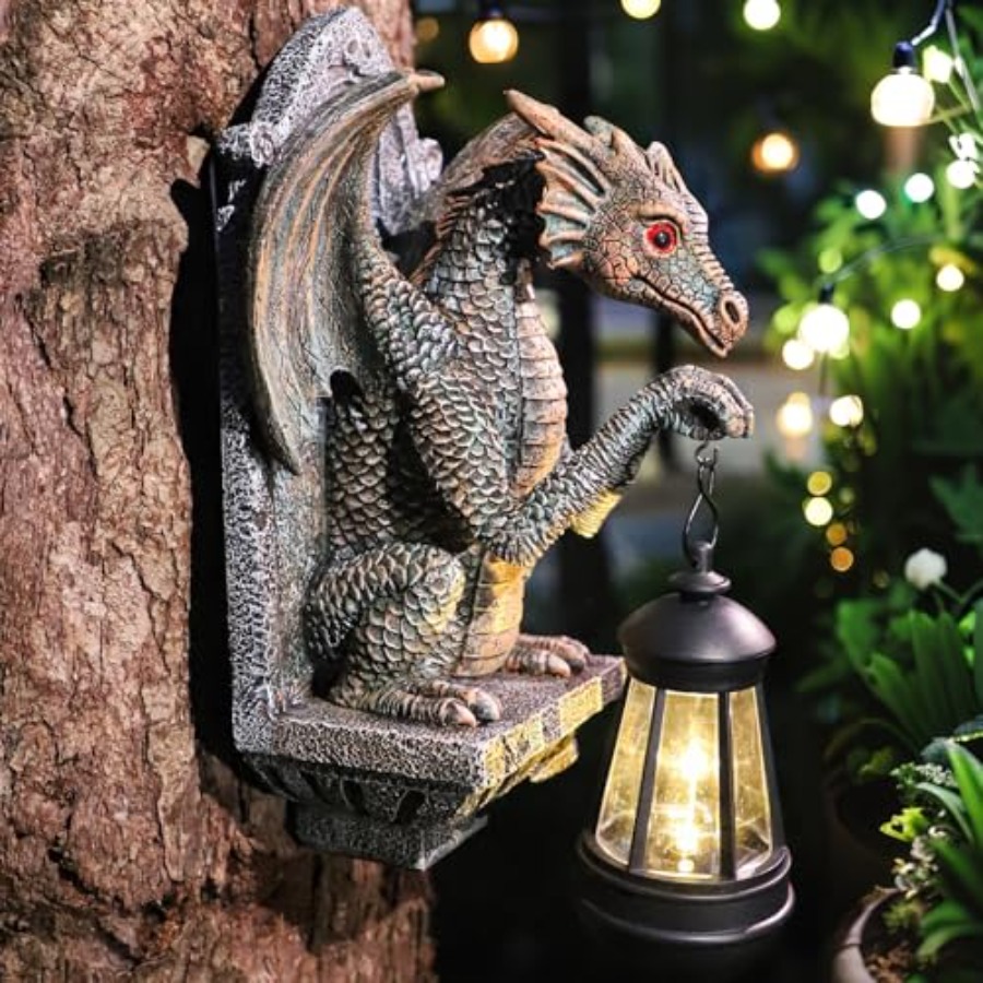 Outdoor Lighting On Trees - Drachen-Statue Solarlaterne für Gartendekoration, Drachen-Figur Nachtlicht,