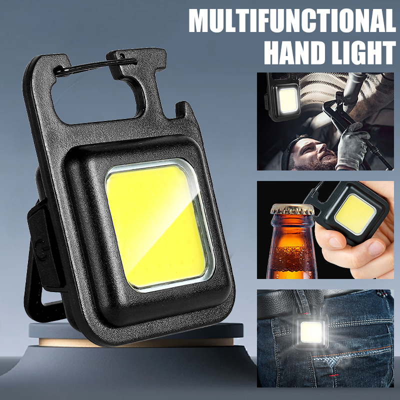Zinc Outdoor Lighting - Superhelle, praktische Mini-COB-Schlüsselanhänger-Taschenlampe, wiederaufladbar, Notfall-Arbeitsleuchte mit
