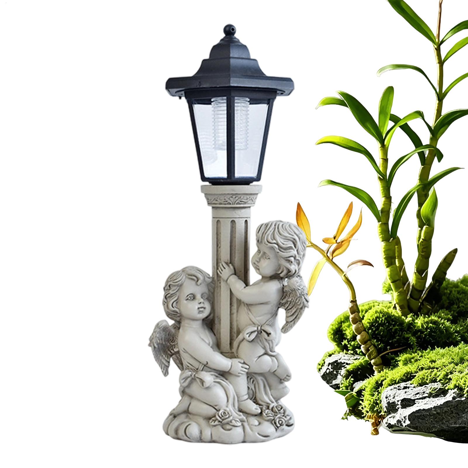 Outdoor Lighting For Home - Gartenstatuen mit automatischer Beleuchtung, Ein-/Ausschalten, Kunstharz-Skulpturbeleuchtung,