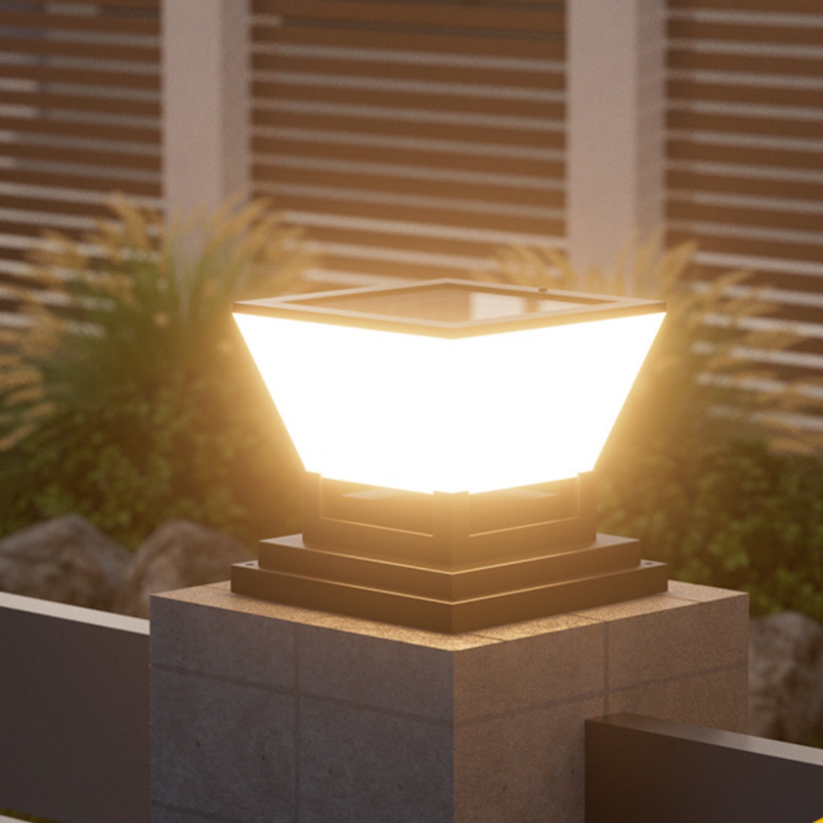 Outdoor Lighting Modern - Solar-Pfostenleuchte, wasserabweisend, Solar-Zaunleuchte, Zaunkappen-Laterne, wasserdichte Außenbeleuchtung,