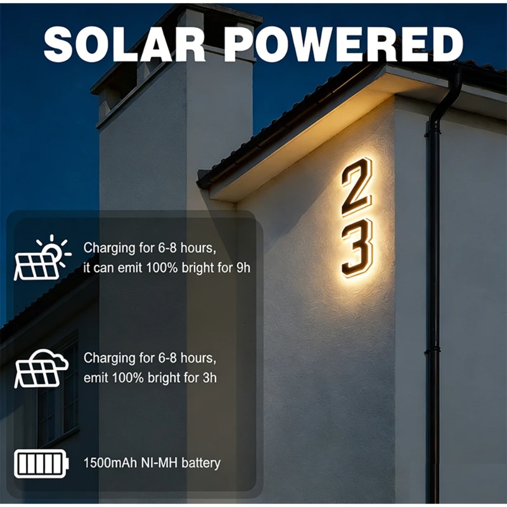 Solarbetriebene LED-Hausnummer – Outdoor Lighting Front Yard Bewertung und Preis